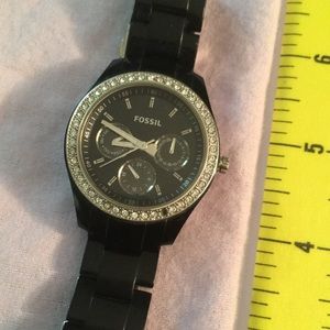 FOSSIL black watch with rhinestones